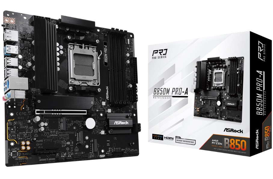 

Материнская плата mATX ASRock B850M PRO-A (AM5, AMD B850, 4*DDR5, 4*SATA, 4*M.2, 4*USB 2.0, 3*USB 3.2, 2*USB Type-C, 2*PCIe, HDMI, DP), B850M PRO-A