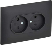 фото Розетка двухместная без заземления в сборе  IEK SK-R23-10-K53-F