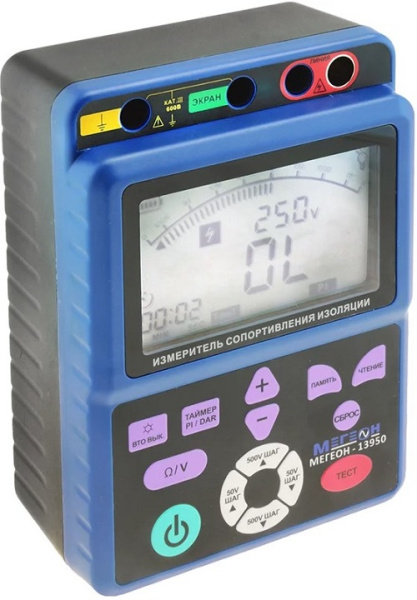 Изображение товара Измеритель сопротивления изоляции МЕГЕОН 13950 портативный цифровой с подсветкой
