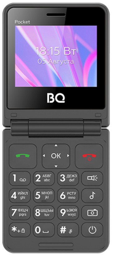 

Мобильный телефон BQ 2456 Pocket Black 2.4", BT, 0.08MP, SIM: 2*Nano, крупные кнопки, 1000 mAh, 2456 Pocket Black