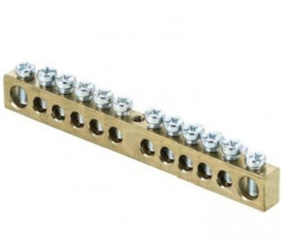 Изображение товара Шина EKF sn0-63-12-r для нулевых проводников и заземления из латуни