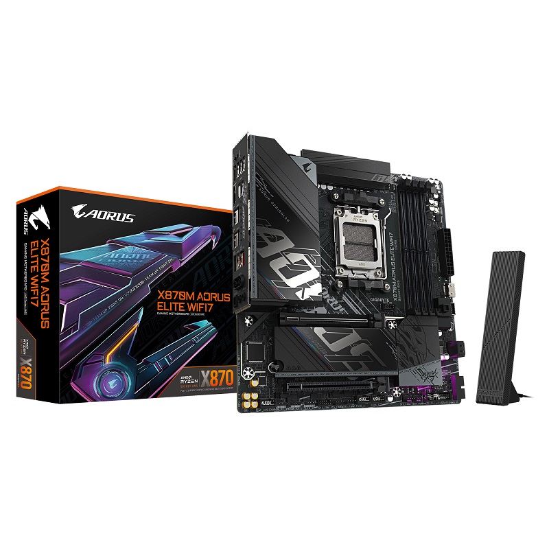 

Материнская плата GIGABYTE X870M AORUS ELITE WIFI7 (AM5, AMD X870, 4*DDR5, 2*PCIe, 2*M.2, 2*SATA, WiFi, BT, 4*USB 2.0, 6*USB 3.2, HDMI), X870M AORUS ELITE WIFI7