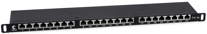 

Патч-панель Cabeus PLHD-24-Cat.6a-SH-Dual-0,5U 19" 0,5U, 24 порта RJ-45, категория 6а, полностью экранированная, Dual IDC, PLHD-24-Cat.6a-SH-Dual-0,5U