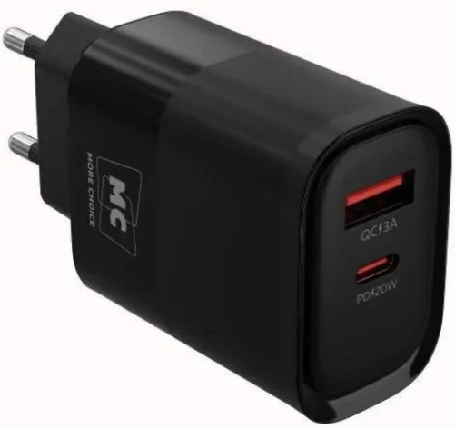 Изображение товара Зарядное устройство More Choice NC81 Black с быстрой зарядкой 20Вт two ports