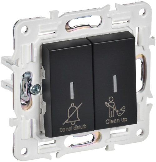 

Выключатель двухклавишный с подсветкой IEK SK-V20-2-10-K02 SKANDY для отелей 10А SK-V16Bl черный, SK-V20-2-10-K02