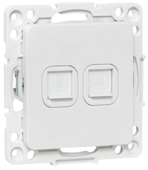 

Розетка компьютерная механизм EKF EYK02-035-10 Стокгольм двойная белый, EYK02-035-10