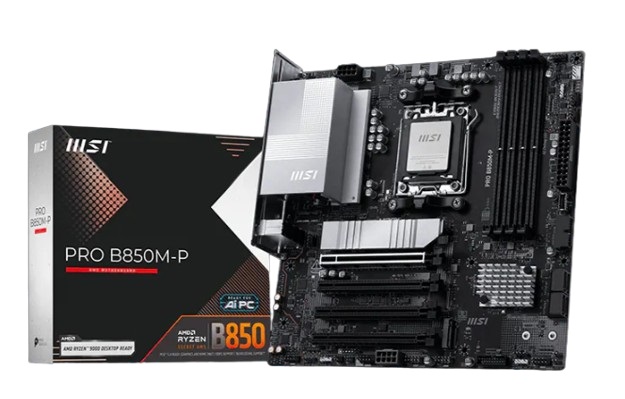 

Материнская плата mATX MSI PRO B850M-P (AM5, AMD B850, 4*DDR5, 4*PCIe, 3*M.2, 4*SATA, 4*USB 2.0, 3*USB 3.2, USB Type-C, HDMI, DP), PRO B850M-P