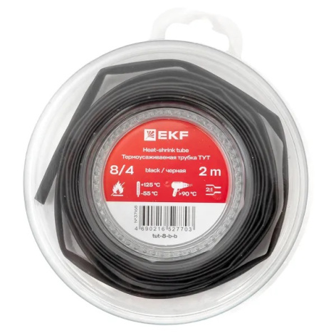 Изображение товара Термоусаживаемая трубка EKF tut-8-b-b 2 метра для электроизоляции