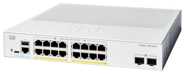 

Коммутатор Cisco C1300-16T-2G Catalyst 1300 16x 10/100/1000 Ethernet RJ-45 ports, 2x1G SFP uplink, Fanless, C1300-16T-2G