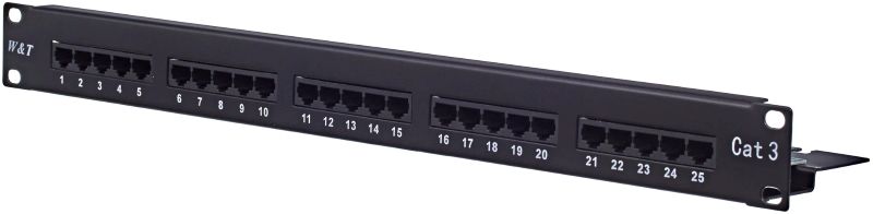 Патч-панель W&T WT-2085 19", 25 портов RJ-45, кат.3, 1U
