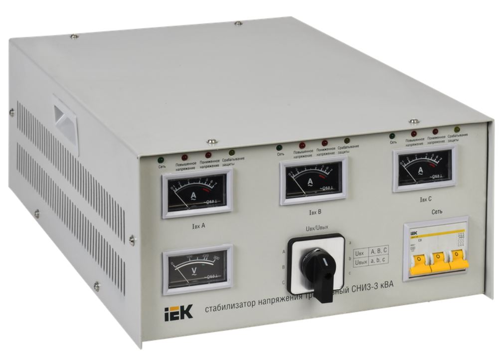 

Стабилизатор IEK IVS10-3-03000 СНИ3 3 кВА трех-фазный 3х160÷250В (3х280÷430), IVS10-3-03000