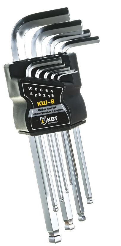 

Набор ключей КВТ 78368 шестигранных с шаром КШ-9 серия KBT-PROFESSIONAL, 78368