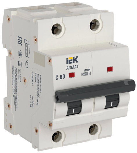 Изображение товара Автоматический выключатель IEK AR-M10H-2-C080 10 А 220 В для защиты цепей