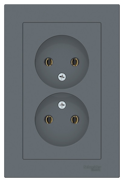 

Розетка Schneider Electric ATN000720 AtlasDesign, двойная, без заземления, 16А, в сборе, грифель, ATN000720