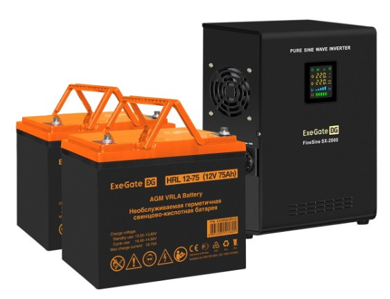 Изображение товара Комплект Exegate FineSine SX-2000.LCD.AVR.2SH - ИБП для защиты устройств