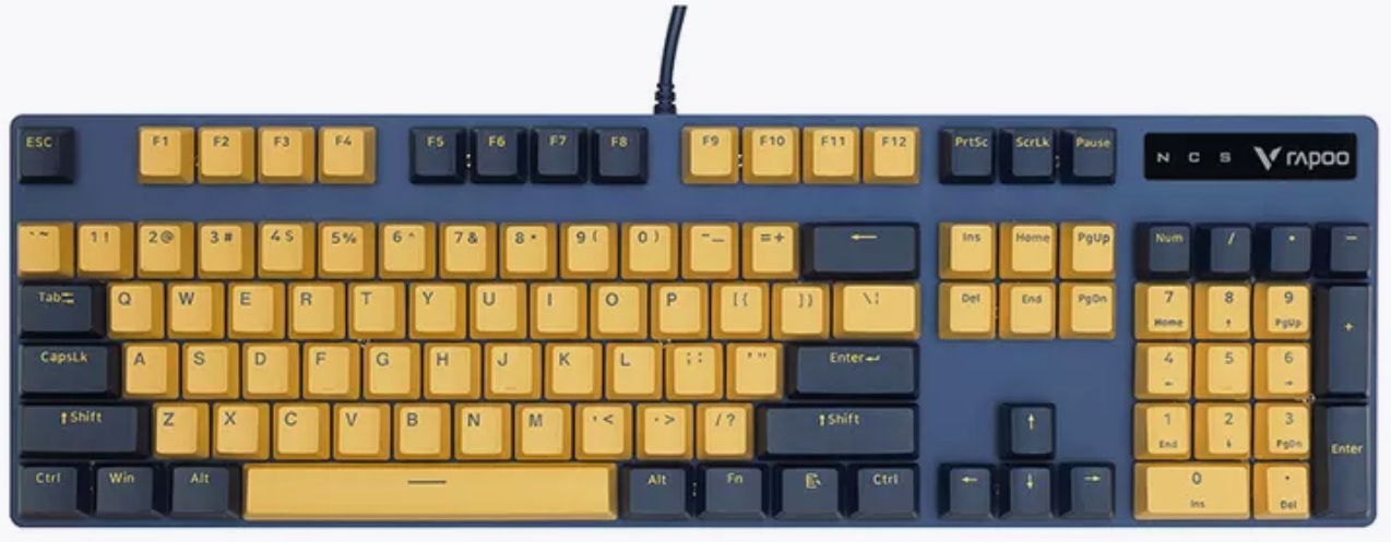 

Клавиатура Rapoo V500PRO TM игровая, желтый/голубой, V500PRO TM