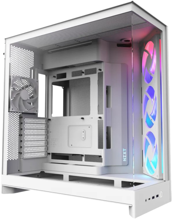 

Корпус eATX NZXT H9 Flow RGB CM-H92FW-R1 белый, без БП, боковая панель из закалённого стекла, 2*USB 3.2, USB Type-C, H9 Flow RGB