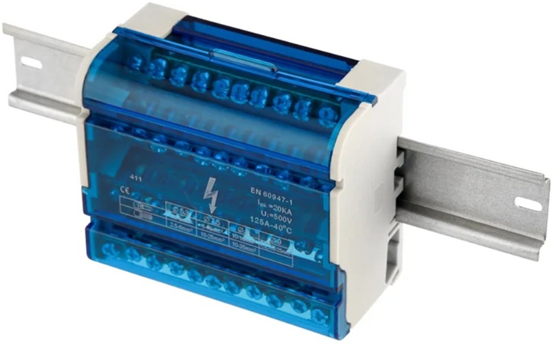 

Шина Rexant 11-2304-11 на DIN-рейку в корпусе (кросс-модуль) 4х11, 11-2304-11