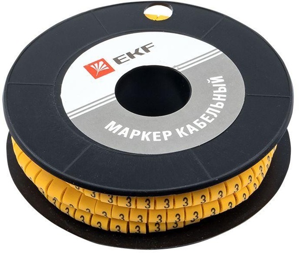 

Маркер на кабель EKF plc-KM-1.5-3 1,5 мм2 "3" (1000 шт.) (ЕС-0), plc-KM-1.5-3