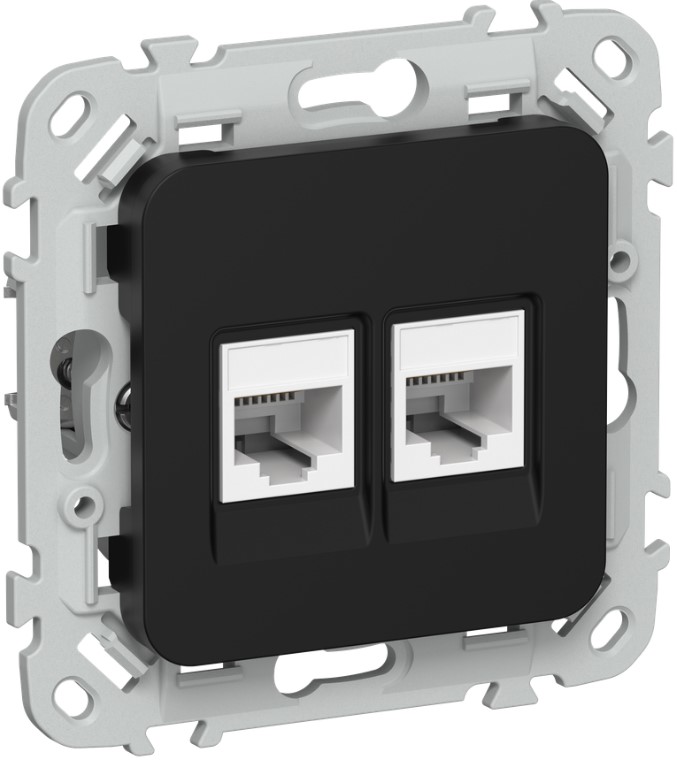 

Розетка IEK FI-KT22-1-K02 FLITE категория 5Е/3 UTP РКТ5е/3-2-0-ФлЧ черный, FI-KT22-1-K02