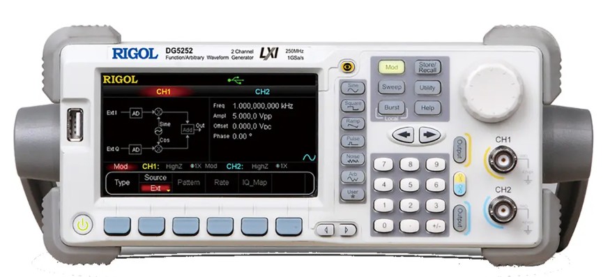 

Генератор сигналов Rigol DG5252 250MHz, 2CH, 1GSa/s, 14bits, 128Mpts Arbitrary Memory Depth, DG5252