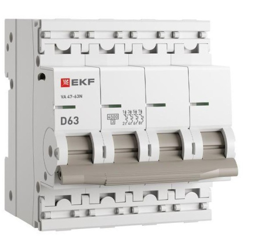 Изображение товара Автоматический выключатель EKF M634463D серии ВА 47-63N 63А IP20