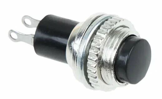 

Выключатель Rexant 36-3330 кнопка металл 220V 2А (2с) OFF-(ON) диам. 10.2 черная Mini (RWD-213), 36-3330