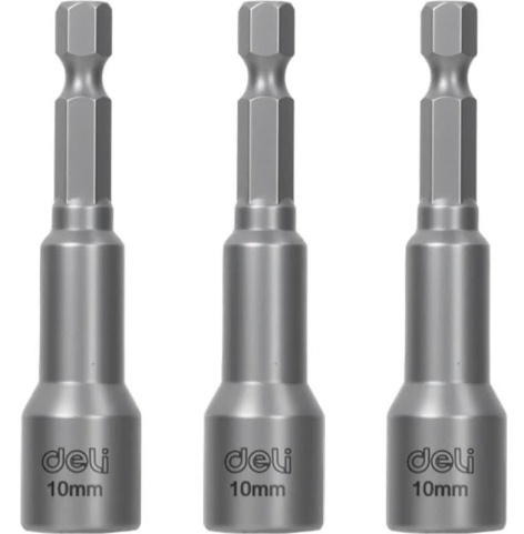 Изображение товара Набор Deli DL4810T из 3 магнитных бит с торцевой головкой 10 мм