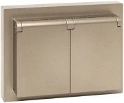 фото Розетка двухместная с заземлением в сборе  EKF UP1-SOC-211-44