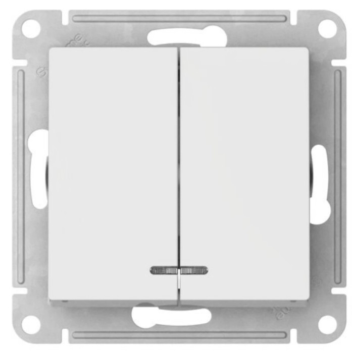 

Выключатель двухклавишный с подсветкой Systeme Electric ATN000153S ATLASDESIGN сх.5а, 10АХ, мех., быстрозажим. клем., БЕЛЫЙ, ATN000153S