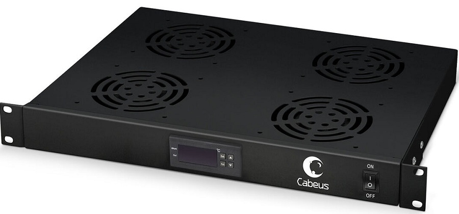 

Вентиляторный модуль Cabeus JG03t-BK 19", глубина 320 mm, 4 вентилятора, с цифровым термодатчиком, цвет черный (RAL 9004), JG03t-BK