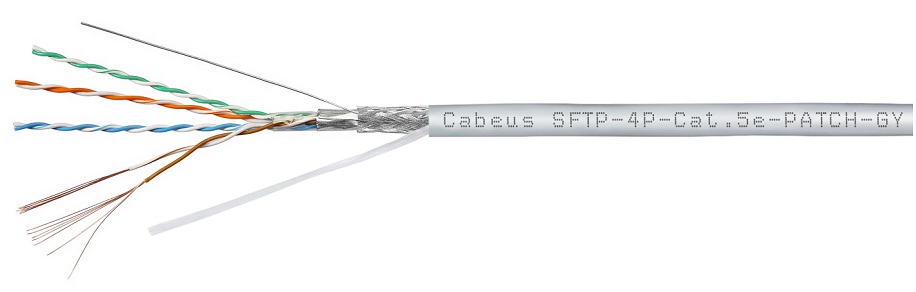 

Кабель витая пара S/FTP 5e кат. 4 пары Cabeus SFTP-4P-Cat.5e-PATCH-GY 26AWG(7x0.16 мм), медь, многожильный (stranded), внутренний, PVC, серый, уп/305м, SFTP-4P-Cat.5e-PATCH-GY
