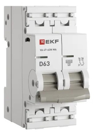 Изображение товара Автоматический выключатель EKF M63MA6263D IP20 63А 2 полюса