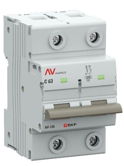 

Автоматический выключатель EKF mcb125-2-63C-av AV-125 2P 63A (C) 10kA AVERES, mcb125-2-63C-av