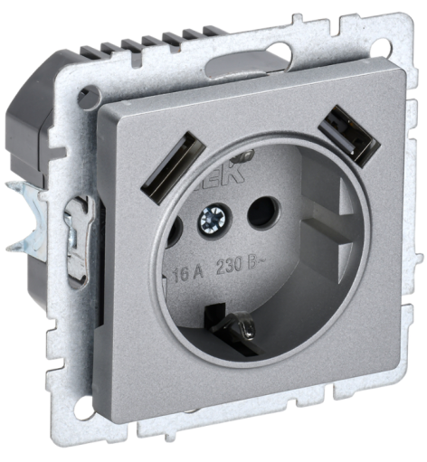 фото Розетка с заземлением  IEK BR-R14-16-U21-D21-K47 в Уфе