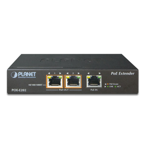 

Удлинитель Planet POE-E202 1-портовый PoE+ в 2-порта 802.3af/at Гигабитный PoE экстендер разработанный специально для point to multipoint использовани, POE-E202