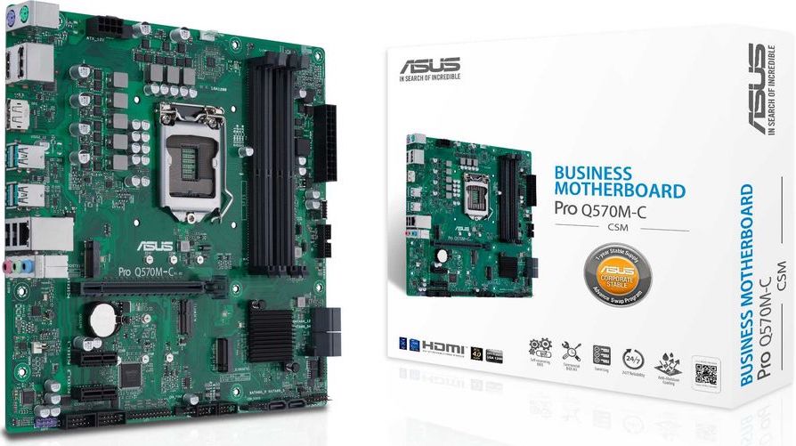 

Материнская плата mATX ASUS PRO Q570M-C/CSM (LGA1200, Q570, 4*DDR4(3200), 6*SATA 6G, 2*M.2, 3*PCIE, 7.1CH, Glan, 7*USB 3.2, HDMI, 2*DP), PRO Q570M-C/CSM