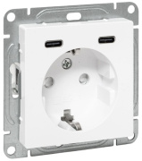 фото Розетка с заземлением с 2 USB  EKF UP1-SOW-111-2USBC