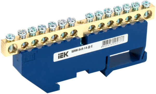 Изображение товара Шина IEK YNN10-69-14D-K07 для электромонтажа с изолятором М4 DIN-рейка