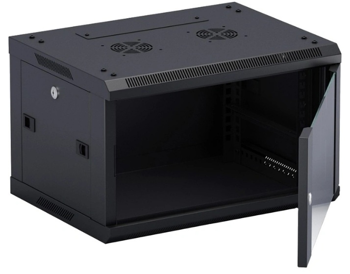 

Шкаф настенный 19", 9U Neomax NCB-WM9U-6045GK3-100-BK стеклянная дверь, замок-ключ (3 шт), разборный, цвет черный, NCB-WM9U-6045GK3-100-BK