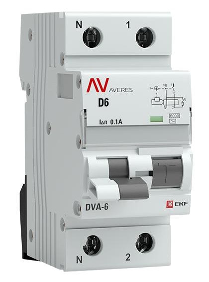 

Автомат дифференциальный EKF rcbo6-1pn-6D-100-ac-av DVA-6 1P+N 6А (D) 100мА (AC) 6кА AVERES, rcbo6-1pn-6D-100-ac-av