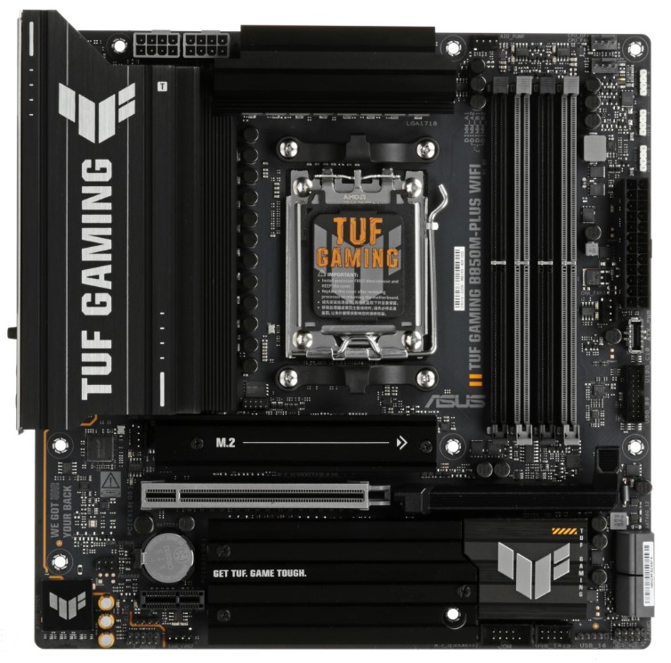 

Материнская плата mATX ASUS TUF GAMING B850M-PLUS WIFI7 W (AM5, AMD B850, 4*DDR5, 2*PCIe, 3*M.2, 4*SATA, WiFi, BT, 4*USB 2.0, HDMI, DP), TUF GAMING B850M-PLUS WIFI7 W