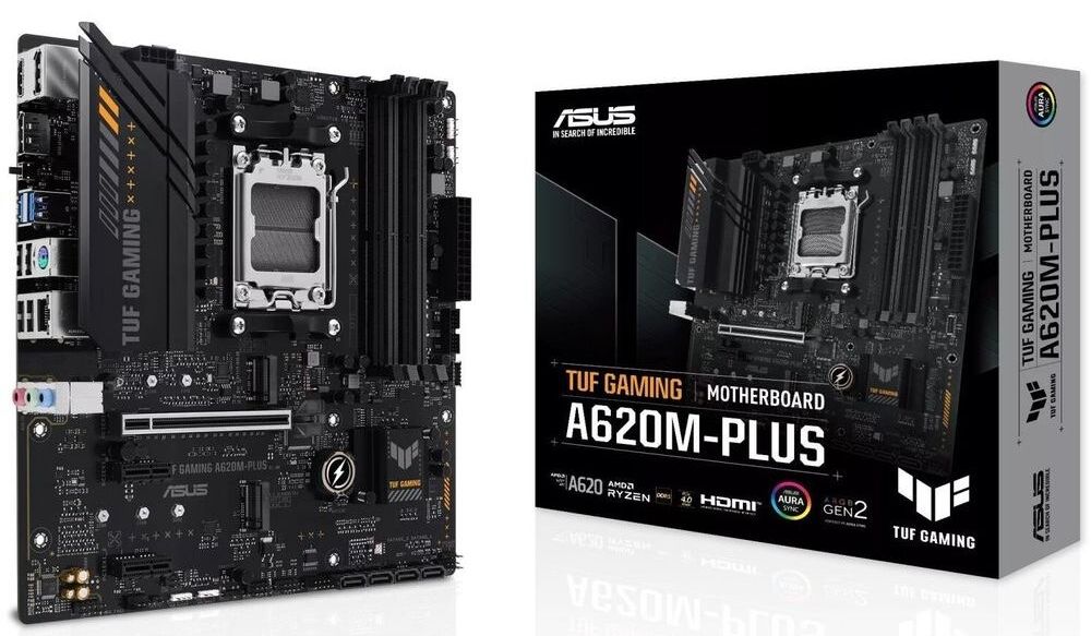 

Материнская плата mATX ASUS TUF GAMING A620M-PLUS WIFI (AM5, AMD A620, 4*DDR5 (6400), 4*SATA 6G RAID, 2*M.2, 3*PCIE, 2.5Glan, WiFi, BT, HDMI, 2*DP, 2*, TUF GAMING A620M-PLUS WIFI