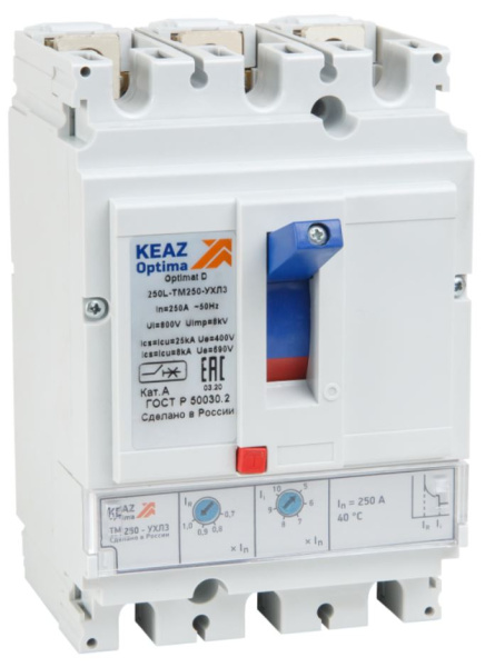 Изображение товара Автоматический выключатель КЭАЗ 291434 3 полюса 250 А 40 кА OptiMat D