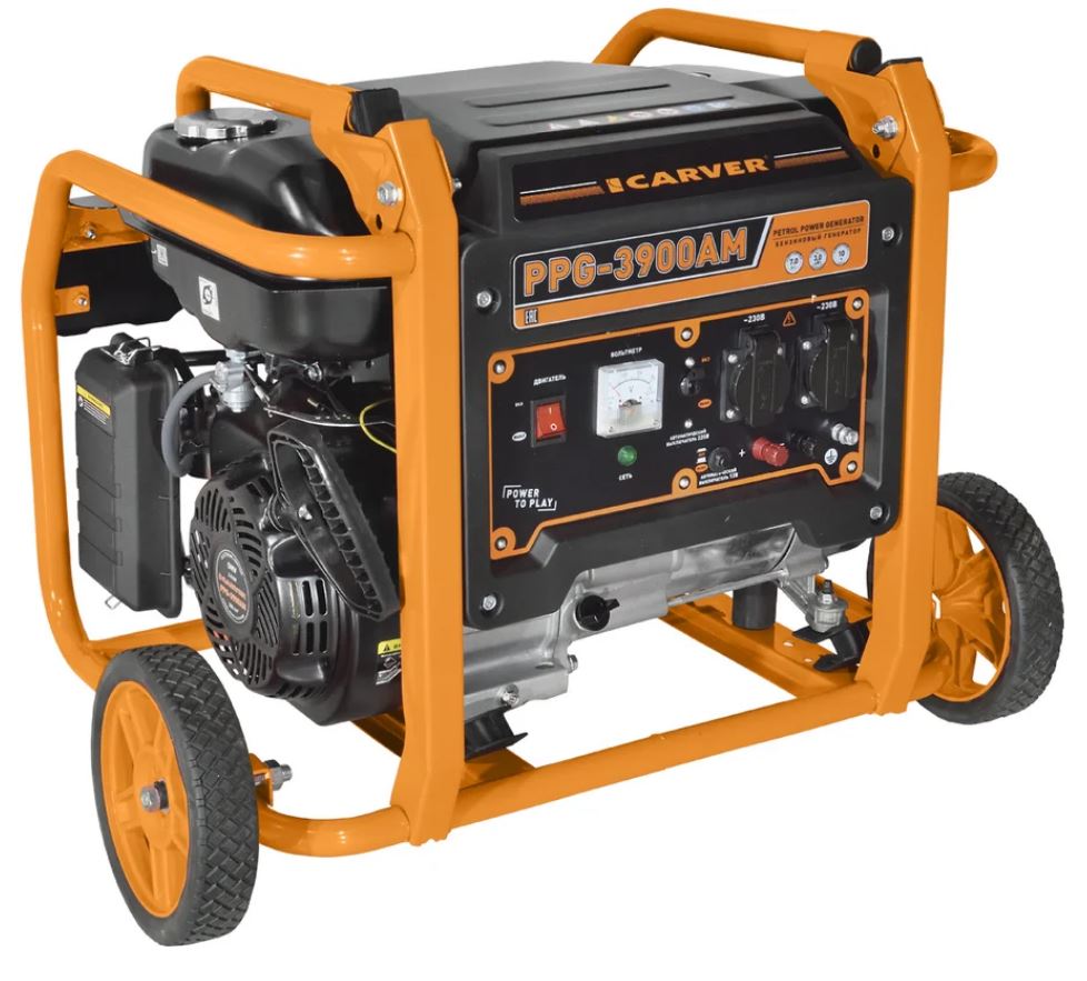 

Генератор бензиновый CARVER PPG-3900АM 01.020.00027 CARVER (LT-170F, 2,8/3,0 кВт, 220В, бак15 л, колеса), PPG-3900АM