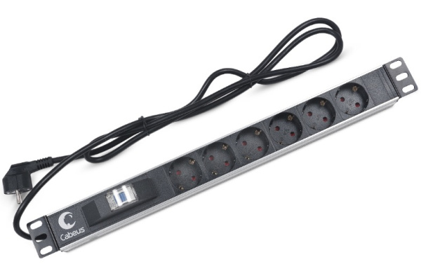 Изображение товара Блок розеток Cabeus PDU-6P-B-2EU для телекоммуникационных шкафов