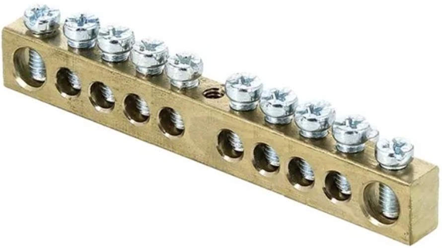 

Шина EKF sn0-125-10-c PEN "ноль-земля" (8x12мм) 10 отв. латунь крепеж по центру, sn0-125-10-c