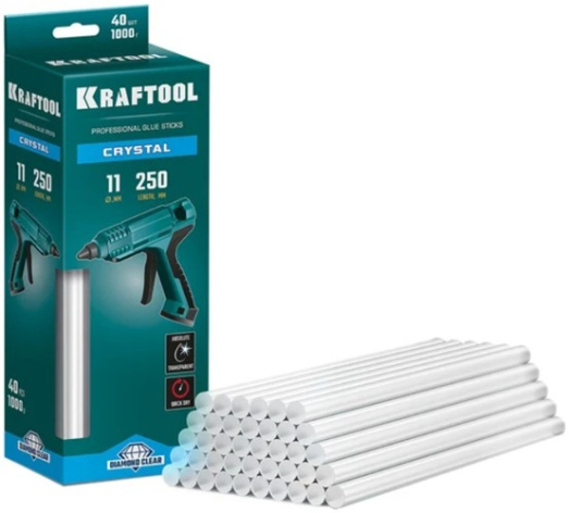 Изображение товара Kraftool Crystal 40 шт 11x250 мм прозрачные клеевые стержни