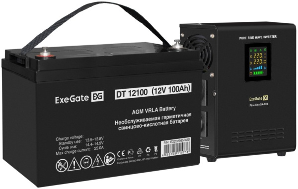 Изображение товара Комплект Exegate FineSine SX-800.LCD.AVR.2SH ИБП с дисплеем и внешней батареей