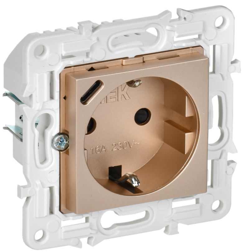 

Розетка с заземлением IEK SK-R14-16-U14-018-K98 SKANDY с защитными шторками 16А с USB C 18Вт SK-R17Sa Песочный, SK-R14-16-U14-018-K98